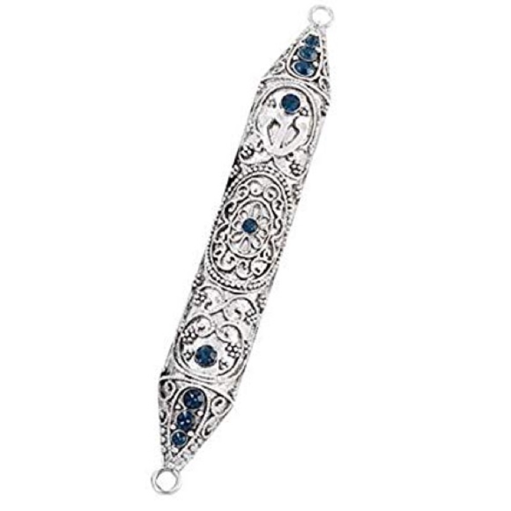 Olivia Riegel 4” Mezuzah with Aquamarine crystals